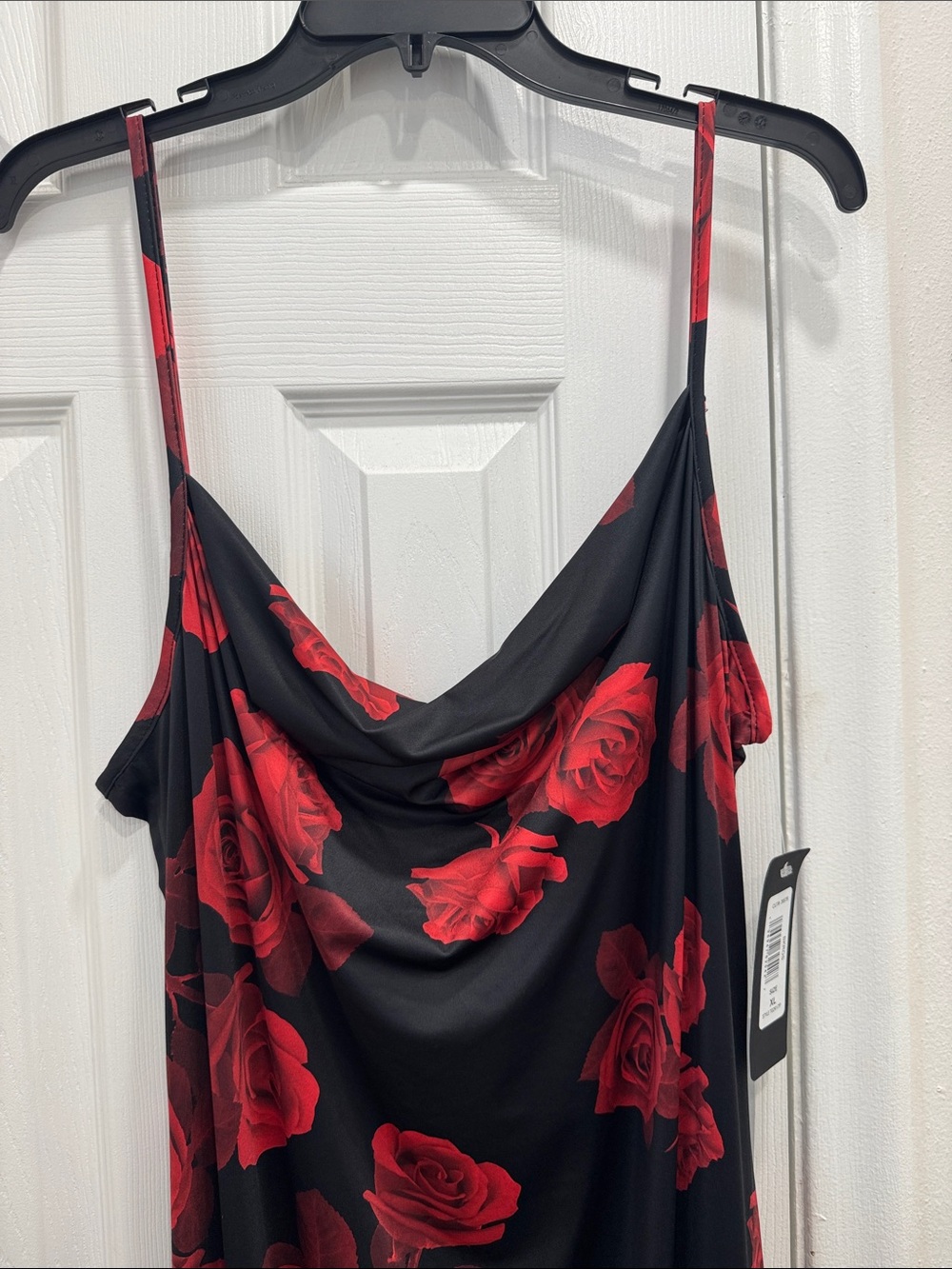 bebe Black Dress with Red Floral Accent - Picture 6 of 6